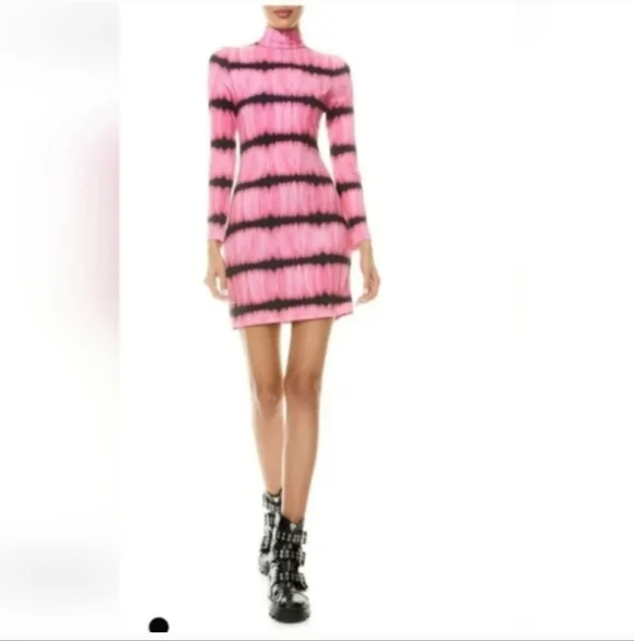 ALICE + OLIVIA Delora Tie Dye Mock Neck  Mini Dress Size 4 - Picture 6 of 14